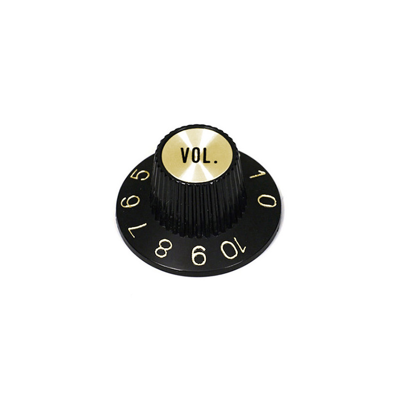 [KNWHV2-GB] BOUTONS WITCH HAT VOLUME GOLD TOP POTENTIOMÈTRE US NOIR (unité)