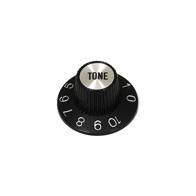 [KNWHT2-SB] BOUTONS WITCH HAT TONE SILVER TOP POTENTIOMÈTRE US NOIR (unité)