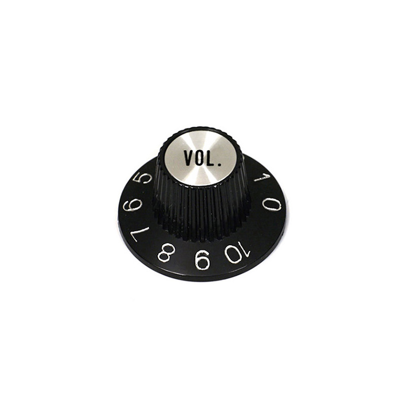 [KNWHV2-SB] BOUTONS WITCH HAT VOLUME SILVER TOP POTENTIOMÈTRE US NOIR (unité)