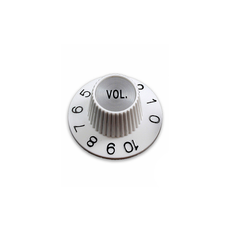 [KNWHV2-SW] BOUTONS WITCH HAT VOLUME SILVER TOP POTENTIOMÈTRE US BLANC (unité)
