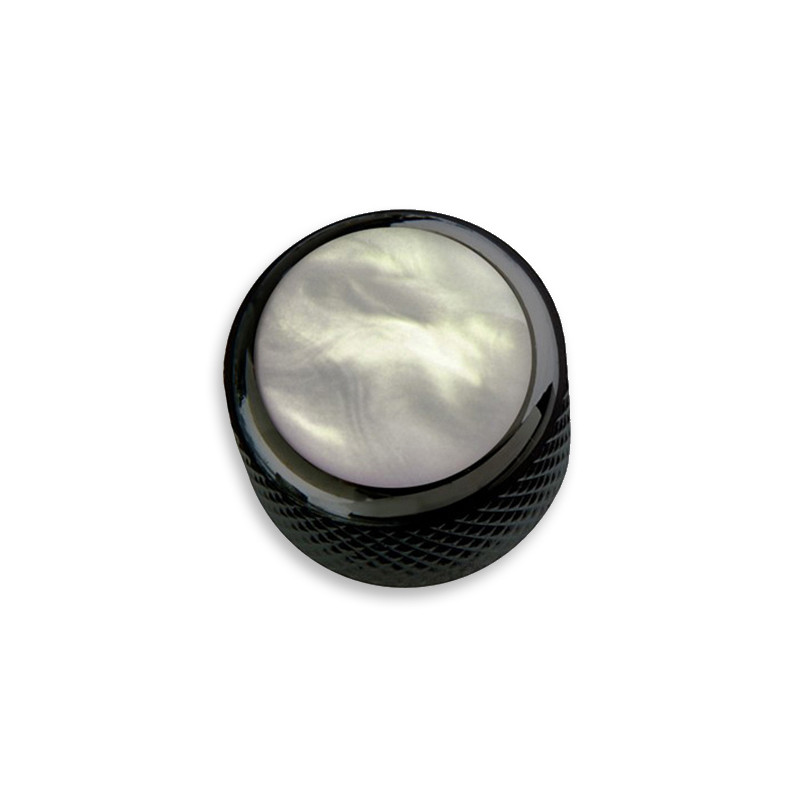 [KBD-0052DB] Q-PARTS® BOUTON DOME NOIR ACRYLIC WHITE PEARL  (unité)