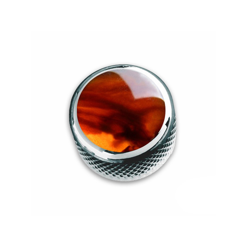 [KCD-0047] Q-PARTS® BOUTON DOME CHROME ACRYLIC TORTOISE  (unité)