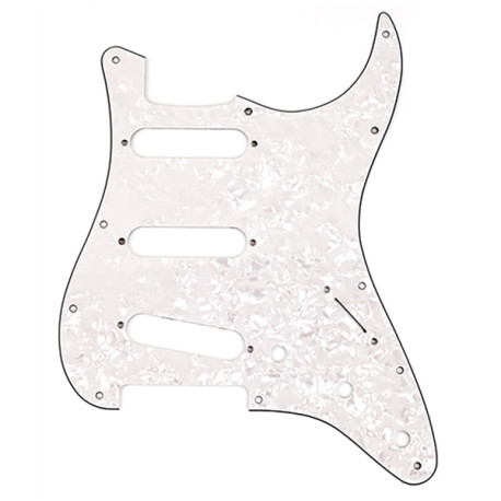 [PG-0552-055] ALL PARTS® PLAQUE DE PROTECTION TYPE STRAT® 11 TROUS 2.54mm 4 PLIS BLANC NACRÉ