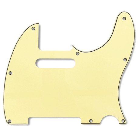 [PG-0562-048] ALL PARTS® PLAQUE DE PROTECTION TYPE TELE® 8 TROUS 2.28mm 3 PLIS VINTAGE CRÈME